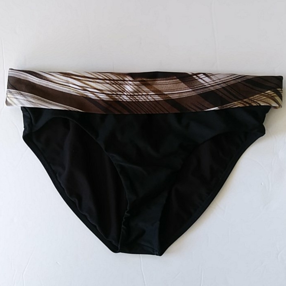 Gossip Collection Stretch Bikini Fold Over Swim Bottom MEDIUM Black Multicolor - Picture 4 of 11